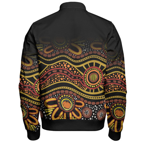 Australia Aboriginal Custom Bomber Jacket - Dot In Aboriginal Style Bomber Jacket Australia Aboriginal Custom Bomber Jacket - Dot In Aboriginal Style Bomber Jacket