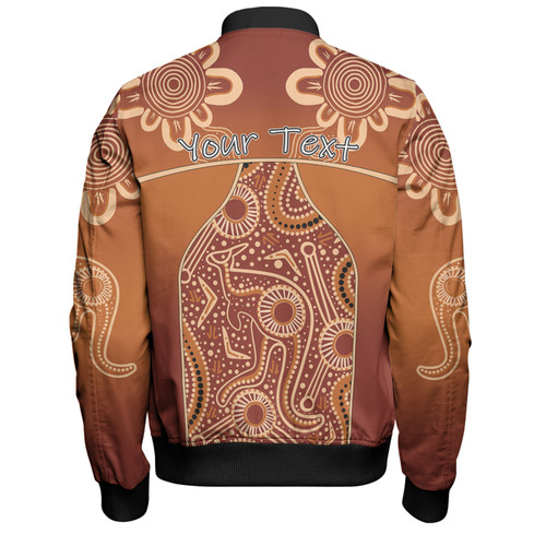 Australia Aboriginal Custom Bomber Jacket - Brown Kangaroo In Aboriginal Dot Art Bomber Jacket Australia Aboriginal Custom Bomber Jacket - Brown Kangaroo In Aboriginal Dot Art Bomber Jacket