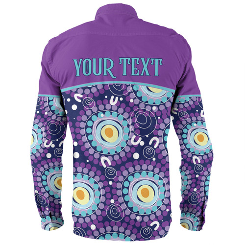 Australia Aboriginal Custom Long Sleeve Shirt - Purple Abstract Seamless Pattern With Aboriginal Inspired Long Sleeve Shirt Australia Aboriginal Custom Long Sleeve Shirt - Purple Abstract Seamless Pattern With Aboriginal Inspired Long Sleeve Shirt