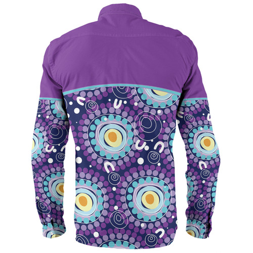 Australia Aboriginal Custom Long Sleeve Shirt - Purple Abstract Seamless Pattern With Aboriginal Inspired Long Sleeve Shirt Australia Aboriginal Custom Long Sleeve Shirt - Purple Abstract Seamless Pattern With Aboriginal Inspired Long Sleeve Shirt