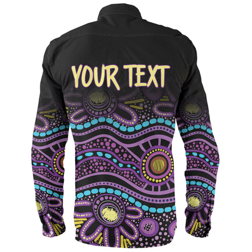 Australia Aboriginal Custom Long Sleeve Shirt - Purple Dot In Aboriginal Style Long Sleeve Shirt