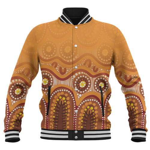 Australia Aboriginal Custom Baseball Jacket - Brown Aboriginal Dot Baseball Jacket