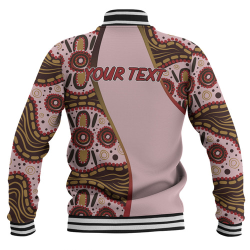 Australia Aboriginal Custom Baseball Jacket - Aboriginal Inspired With Pink Background Baseball Jacket Australia Aboriginal Custom Baseball Jacket - Aboriginal Inspired With Pink Background Baseball Jacket