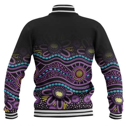 Australia Aboriginal Custom Baseball Jacket - Purple Dot In Aboriginal Style Baseball Jacket Australia Aboriginal Custom Baseball Jacket - Purple Dot In Aboriginal Style Baseball Jacket