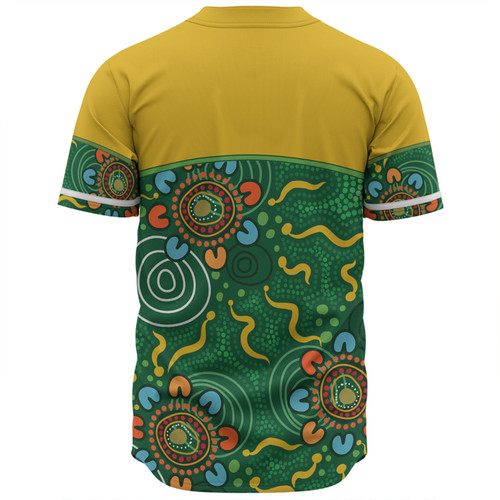 Australia Aboriginal Custom Baseball Shirt - Green Painting With Aboriginal Inspired Dot Baseball Shirt Australia Aboriginal Custom Baseball Shirt - Green Painting With Aboriginal Inspired Dot Baseball Shirt