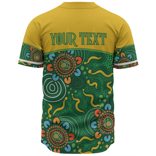 Australia Aboriginal Custom Baseball Shirt - Green Painting With Aboriginal Inspired Dot Baseball Shirt Australia Aboriginal Custom Baseball Shirt - Green Painting With Aboriginal Inspired Dot Baseball Shirt