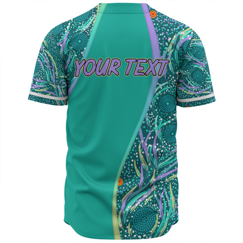 Australia Aboriginal Custom Baseball Shirt - Turquoise Dot Dreamtime Baseball Shirt Australia Aboriginal Custom Baseball Shirt - Turquoise Dot Dreamtime Baseball Shirt