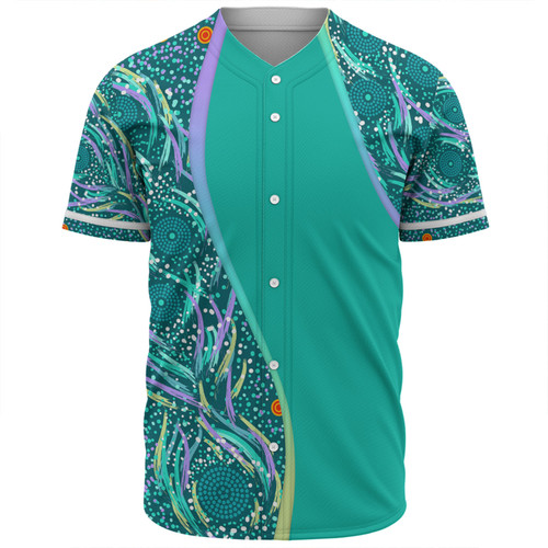 Australia Aboriginal Custom Baseball Shirt - Turquoise Dot Dreamtime Baseball Shirt
