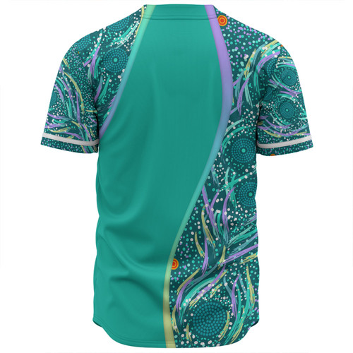 Australia Aboriginal Custom Baseball Shirt - Turquoise Dot Dreamtime Baseball Shirt Australia Aboriginal Custom Baseball Shirt - Turquoise Dot Dreamtime Baseball Shirt