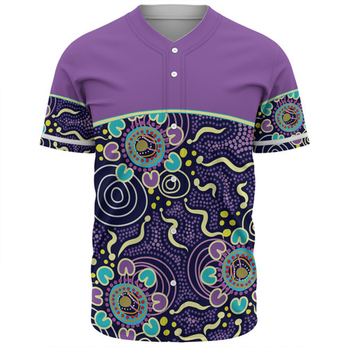 Australia Aboriginal Custom Baseball Shirt - Purple Painting With Aboriginal Inspired Dot Baseball Shirt