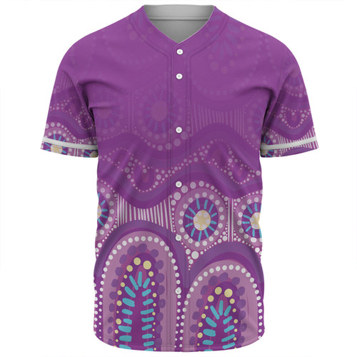 Australia Aboriginal Custom Baseball Shirt - Purple Aboriginal Dot Baseball Shirt