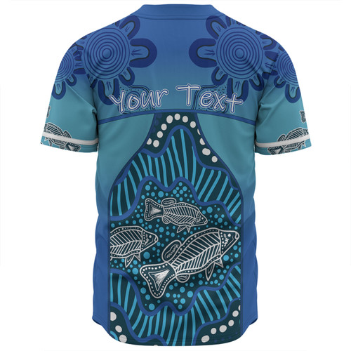 Australia Aboriginal Custom Baseball Shirt - Blue Aboriginal Dot With Fish Baseball Shirt Australia Aboriginal Custom Baseball Shirt - Blue Aboriginal Dot With Fish Baseball Shirt