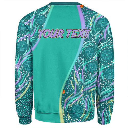 Australia Aboriginal Custom Sweatshirt - Turquoise Dot Dreamtime Sweatshirt