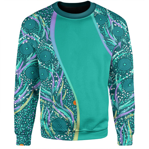 Australia Aboriginal Custom Sweatshirt - Turquoise Dot Dreamtime Sweatshirt