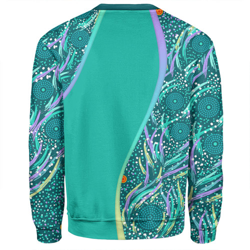 Australia Aboriginal Custom Sweatshirt - Turquoise Dot Dreamtime Sweatshirt
