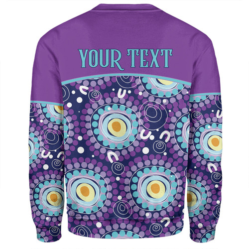 Australia Aboriginal Custom Sweatshirt - Purple Abstract Seamless Pattern With Aboriginal Inspired Sweatshirt
