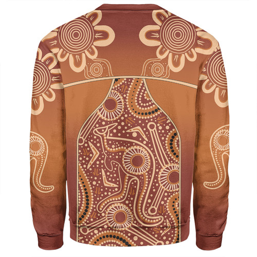 Australia Aboriginal Custom Sweatshirt - Brown Kangaroo In Aboriginal Dot Art Sweatshirt