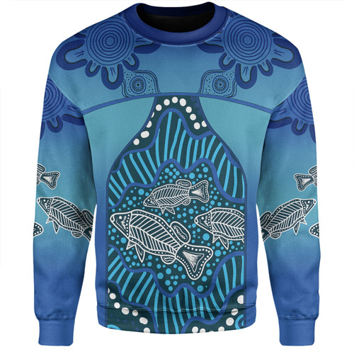 Australia Aboriginal Custom Sweatshirt - Blue Aboriginal Dot With Fish Sweatshirt