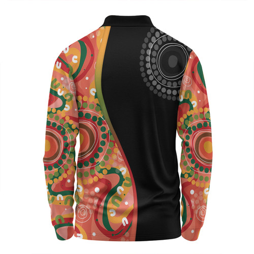 Australia Aboriginal Custom Long Sleeve Polo Shirt - Aboriginal Art Style Abstract Long Sleeve Polo Shirt Australia Aboriginal Custom Long Sleeve Polo Shirt - Aboriginal Art Style Abstract Long Sleeve Polo Shirt