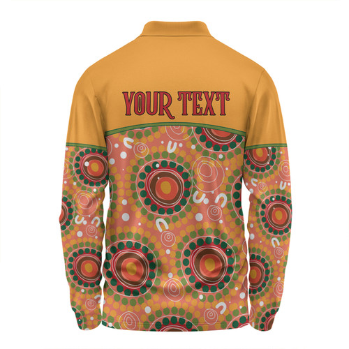 Australia Aboriginal Custom Long Sleeve Polo Shirt - Abstract Seamless Pattern With Aboriginal Inspired Long Sleeve Polo Shirt Australia Aboriginal Custom Long Sleeve Polo Shirt - Abstract Seamless Pattern With Aboriginal Inspired Long Sleeve Polo Shirt