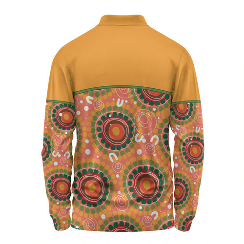 Australia Aboriginal Custom Long Sleeve Polo Shirt - Abstract Seamless Pattern With Aboriginal Inspired Long Sleeve Polo Shirt Australia Aboriginal Custom Long Sleeve Polo Shirt - Abstract Seamless Pattern With Aboriginal Inspired Long Sleeve Polo Shirt