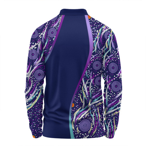 Australia Aboriginal Custom Long Sleeve Polo Shirt - Purple Dot Dreamtime Long Sleeve Polo Shirt Australia Aboriginal Custom Long Sleeve Polo Shirt - Purple Dot Dreamtime Long Sleeve Polo Shirt