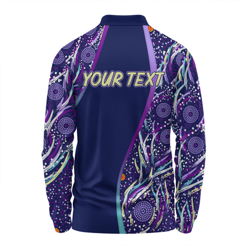 Australia Aboriginal Custom Long Sleeve Polo Shirt - Purple Dot Dreamtime Long Sleeve Polo Shirt Australia Aboriginal Custom Long Sleeve Polo Shirt - Purple Dot Dreamtime Long Sleeve Polo Shirt