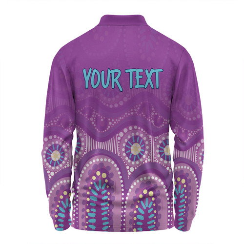 Australia Aboriginal Custom Long Sleeve Polo Shirt - Purple Aboriginal Dot Long Sleeve Polo Shirt Australia Aboriginal Custom Long Sleeve Polo Shirt - Purple Aboriginal Dot Long Sleeve Polo Shirt