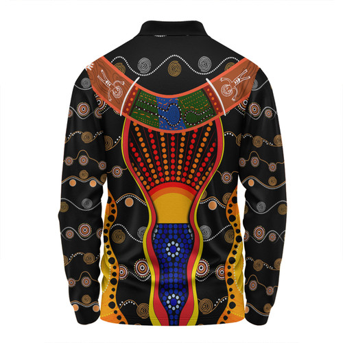 Australia Aboriginal Custom Long Sleeve Polo Shirt - Indigenous Dot With Boomerang Inspired Long Sleeve Polo Shirt Australia Aboriginal Custom Long Sleeve Polo Shirt - Indigenous Dot With Boomerang Inspired Long Sleeve Polo Shirt