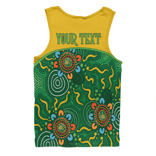 Australia Aboriginal Custom Men Singlet - Green Painting With Aboriginal Inspired Dot Men Singlet