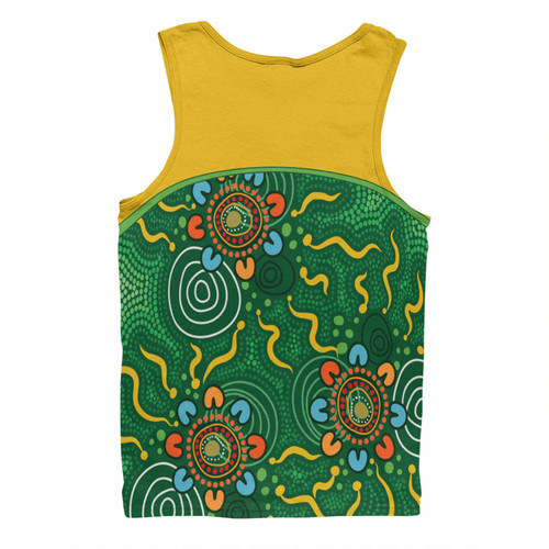 Australia Aboriginal Custom Men Singlet - Green Painting With Aboriginal Inspired Dot Men Singlet