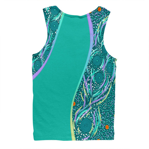 Australia Aboriginal Custom Men Singlet - Turquoise Dot Dreamtime Men Singlet
