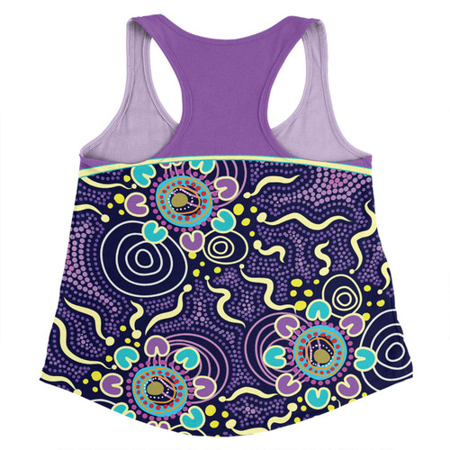 Australia Aboriginal Custom Women Racerback Singlet - Purple Painting With Aboriginal Inspired Dot Women Racerback Singlet Australia Aboriginal Custom Women Racerback Singlet - Purple Painting With Aboriginal Inspired Dot Women Racerback Singlet