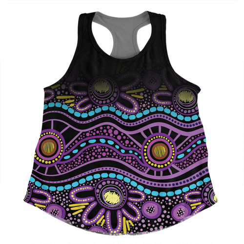 Australia Aboriginal Custom Women Racerback Singlet - Purple Dot In Aboriginal Style Women Racerback Singlet