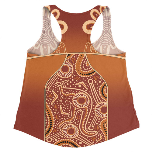 Australia Aboriginal Custom Women Racerback Singlet - Brown Kangaroo In Aboriginal Dot Art Women Racerback Singlet Australia Aboriginal Custom Women Racerback Singlet - Brown Kangaroo In Aboriginal Dot Art Women Racerback Singlet