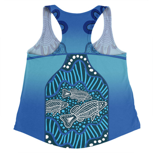 Australia Aboriginal Custom Women Racerback Singlet - Blue Aboriginal Dot With Fish Women Racerback Singlet Australia Aboriginal Custom Women Racerback Singlet - Blue Aboriginal Dot With Fish Women Racerback Singlet