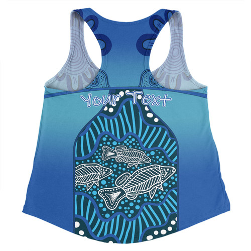Australia Aboriginal Custom Women Racerback Singlet - Blue Aboriginal Dot With Fish Women Racerback Singlet Australia Aboriginal Custom Women Racerback Singlet - Blue Aboriginal Dot With Fish Women Racerback Singlet
