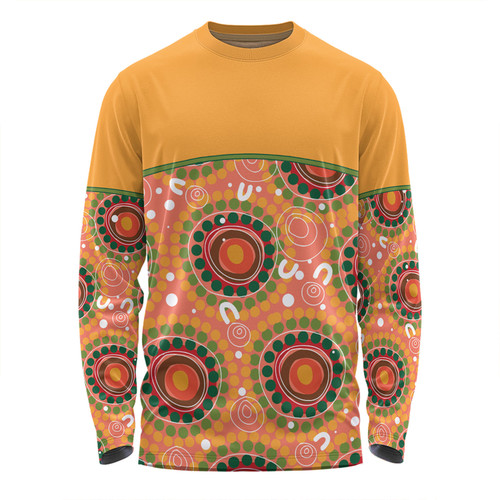 Australia Aboriginal Custom Long Sleeve T-shirt - Abstract Seamless Pattern With Aboriginal Inspired Long Sleeve T-shirt