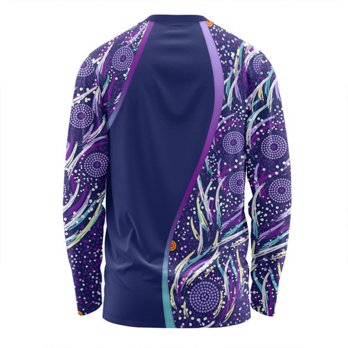 Australia Aboriginal Custom Long Sleeve T-shirt - Purple Dot Dreamtime Long Sleeve T-shirt