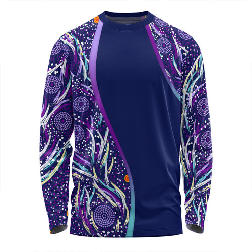 Australia Aboriginal Custom Long Sleeve T-shirt - Purple Dot Dreamtime Long Sleeve T-shirt