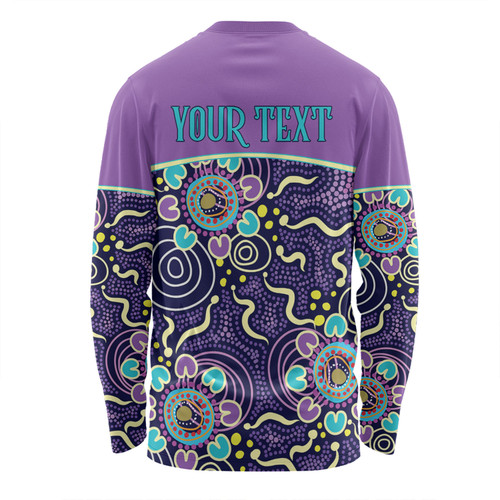 Australia Aboriginal Custom Long Sleeve T-shirt - Purple Painting With Aboriginal Inspired Dot Long Sleeve T-shirt Australia Aboriginal Custom Long Sleeve T-shirt - Purple Painting With Aboriginal Inspired Dot Long Sleeve T-shirt