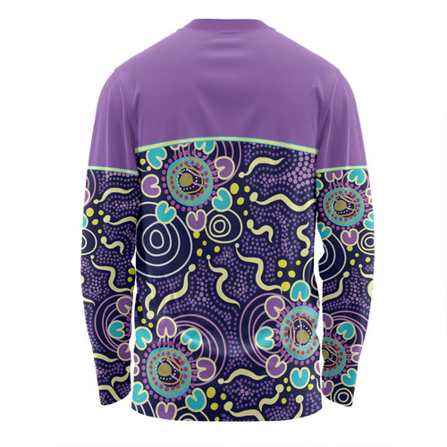 Australia Aboriginal Custom Long Sleeve T-shirt - Purple Painting With Aboriginal Inspired Dot Long Sleeve T-shirt Australia Aboriginal Custom Long Sleeve T-shirt - Purple Painting With Aboriginal Inspired Dot Long Sleeve T-shirt