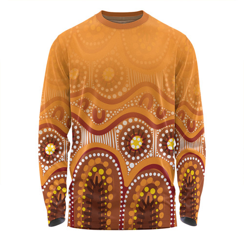Australia Aboriginal Custom Long Sleeve T-shirt - Brown Aboriginal Dot Long Sleeve T-shirt