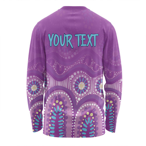 Australia Aboriginal Custom Long Sleeve T-shirt - Purple Aboriginal Dot Long Sleeve T-shirt