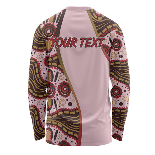 Australia Aboriginal Custom Long Sleeve T-shirt - Aboriginal Inspired With Pink Background Long Sleeve T-shirt