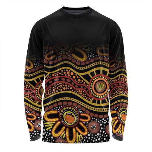 Australia Aboriginal Custom Long Sleeve T-shirt - Dot In Aboriginal Style Long Sleeve T-shirt