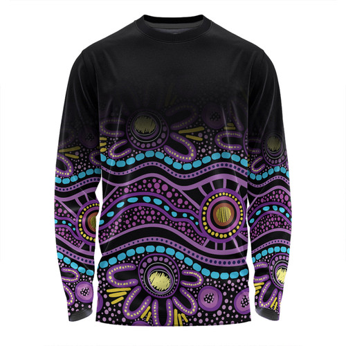 Australia Aboriginal Custom Long Sleeve T-shirt - Purple Dot In Aboriginal Style Long Sleeve T-shirt