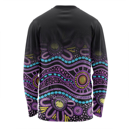Australia Aboriginal Custom Long Sleeve T-shirt - Purple Dot In Aboriginal Style Long Sleeve T-shirt