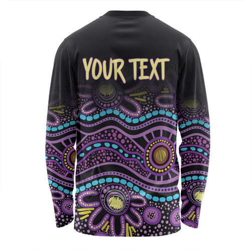 Australia Aboriginal Custom Long Sleeve T-shirt - Purple Dot In Aboriginal Style Long Sleeve T-shirt