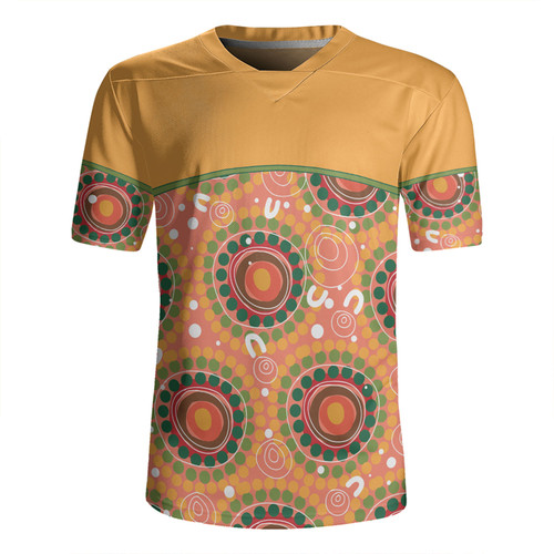 Australia Aboriginal Custom Rugby Jersey - Abstract Seamless Pattern With Aboriginal Inspired Rugby Jersey